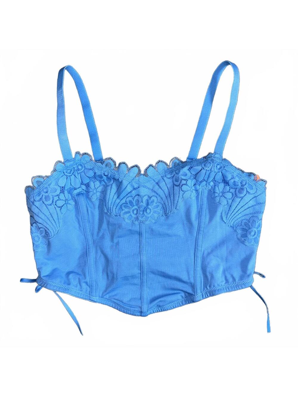 Blue Corset Style Cami Crop Top Coquette Fairycore Women's Size Large NWT